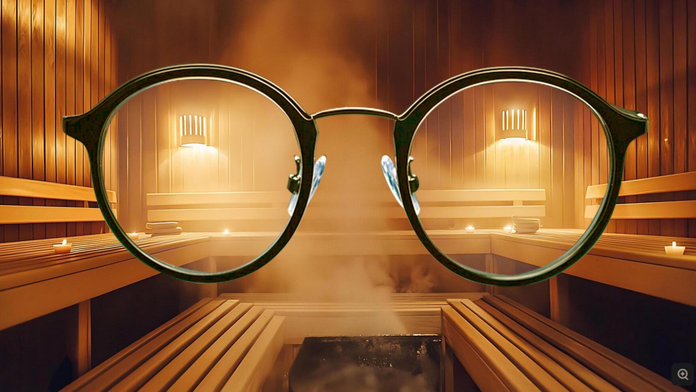 Spectacles staying completely clear inside a hot, steamy sauna